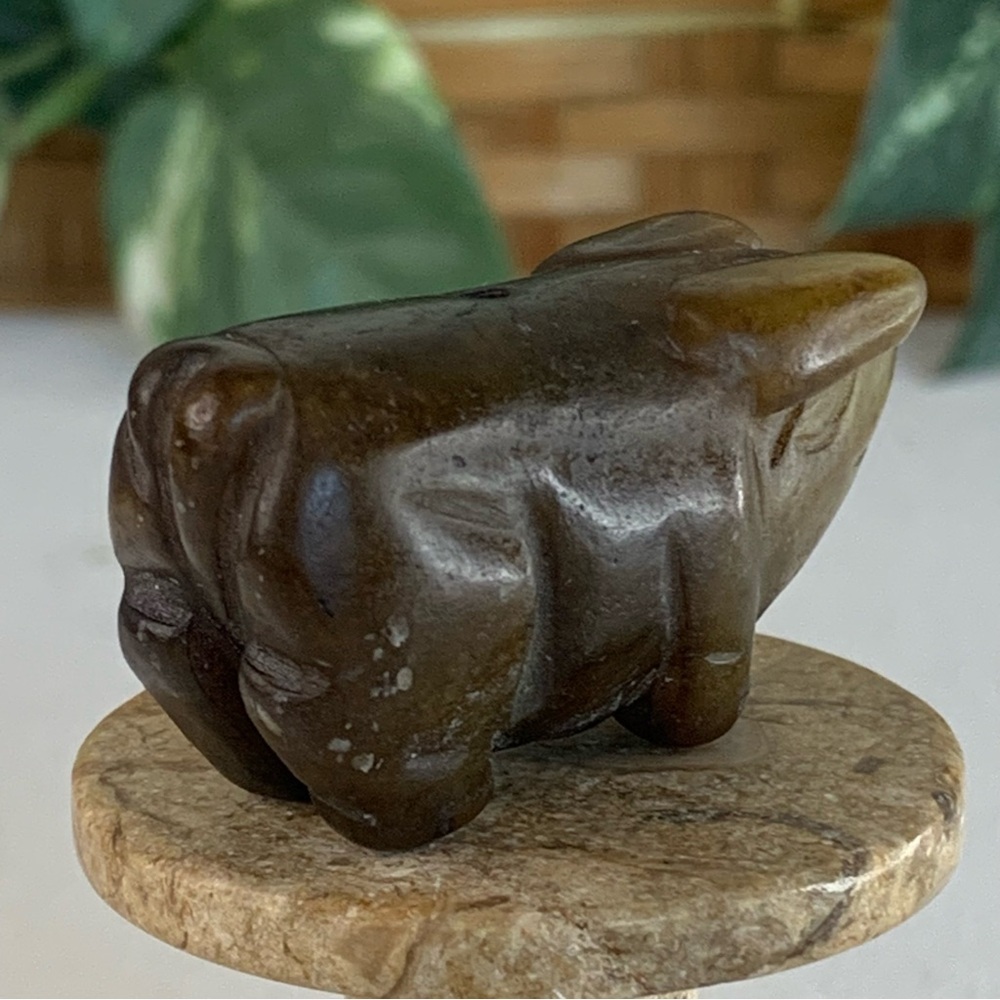 Vintage Chinese Zodiac Jade Pig Necklace Bead Hand Carved Animal Pendant 1.9" - Picture 7 of 14